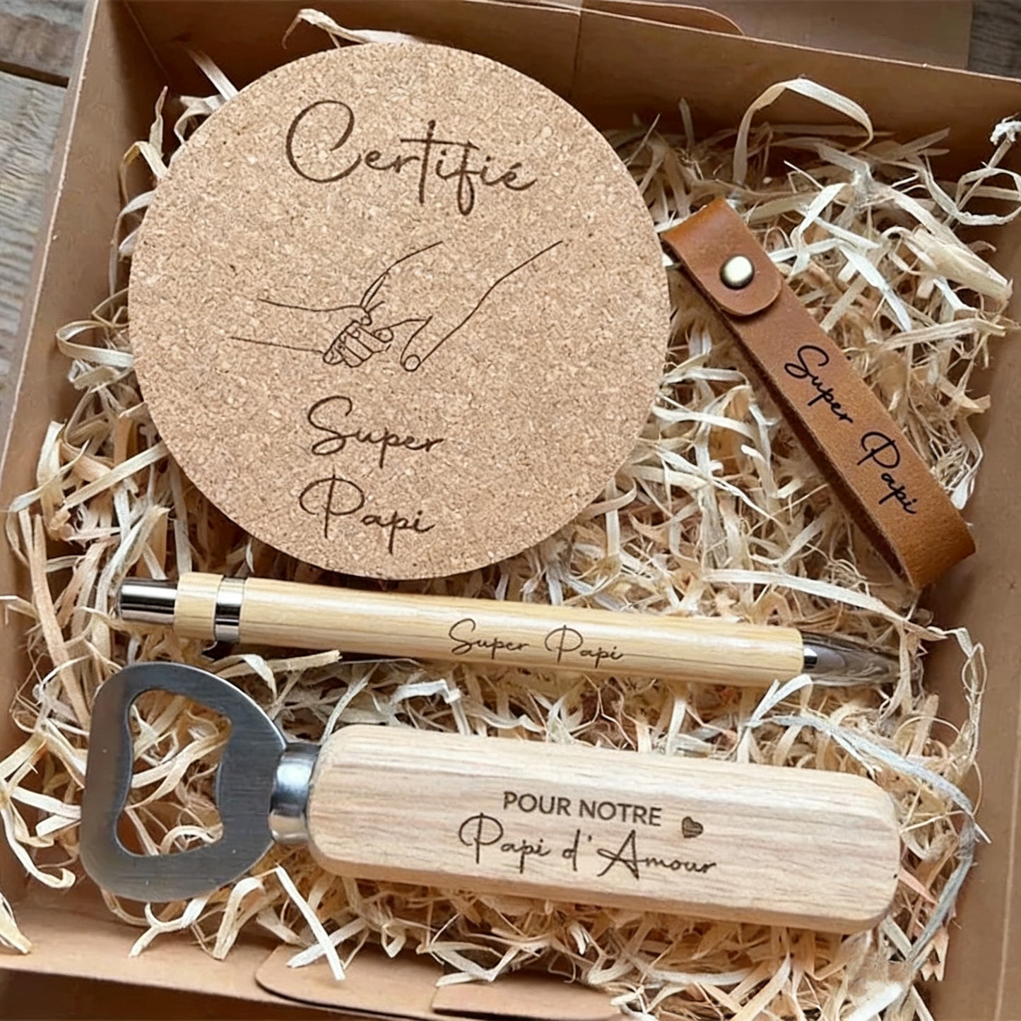 Custom Engraved Wooden Bottle Opener & Coaster Set | Personalized Gift