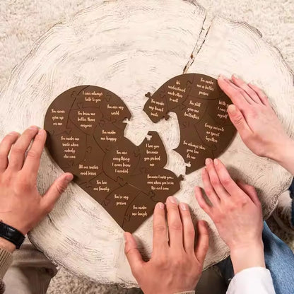 Engraved Wooden Heart Puzzle - 20 Reasons I Love You | Romantic Valentine's Day & Anniversary Gift for Boyfriend/Girlfriend