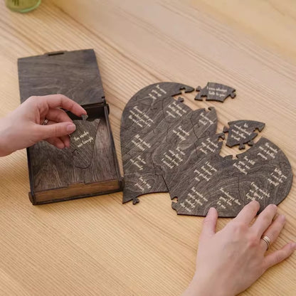 Engraved Wooden Heart Puzzle - 20 Reasons I Love You | Romantic Valentine's Day & Anniversary Gift for Boyfriend/Girlfriend