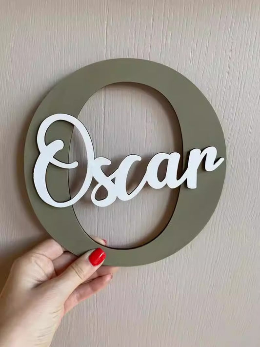 Custom Initial Wooden Letter Sign, Cute Cartoon Kids Room Wall Decor, Personalized Baby Shower Gift