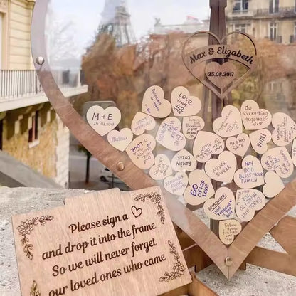 Custom Wooden Wedding Signature Frame Guest Book Alternative
