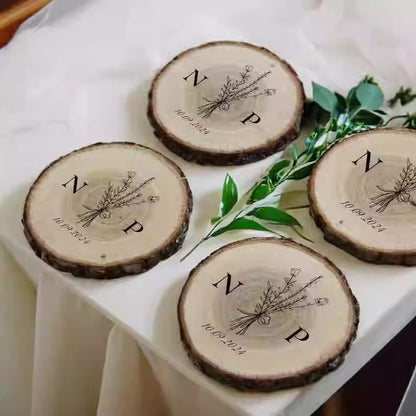 Wooden wedding coasters