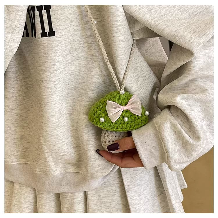 Handmade Cute Mini Crochet Bag, Artisan Knit Earbud Pouch, Custom Color Small Purse for Women, Unique Handmade Accessory