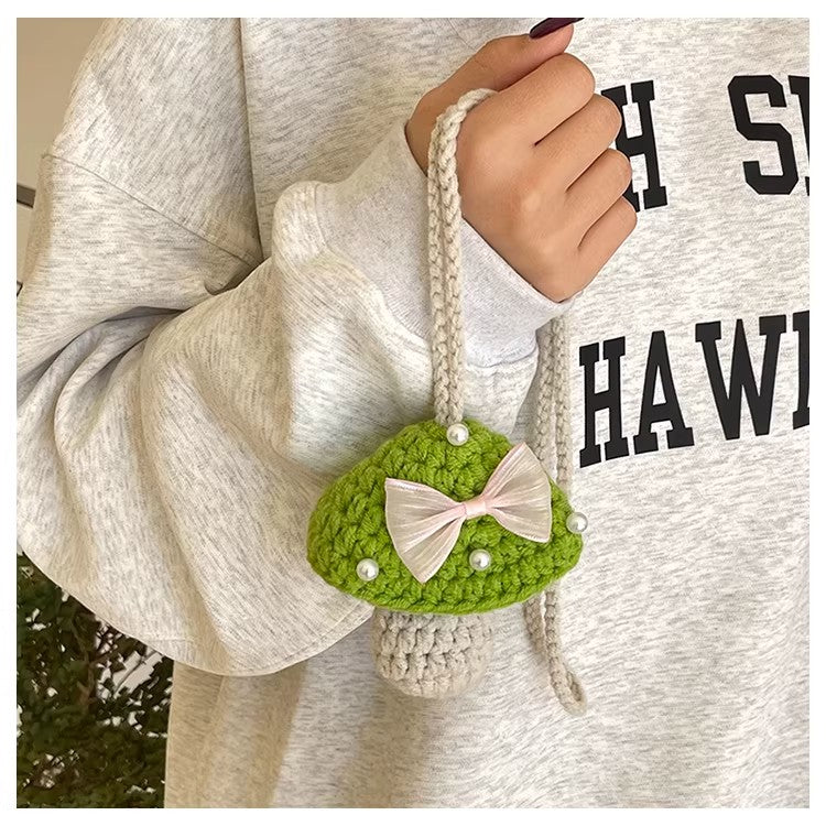 Handmade Cute Mini Crochet Bag, Artisan Knit Earbud Pouch, Custom Color Small Purse for Women, Unique Handmade Accessory