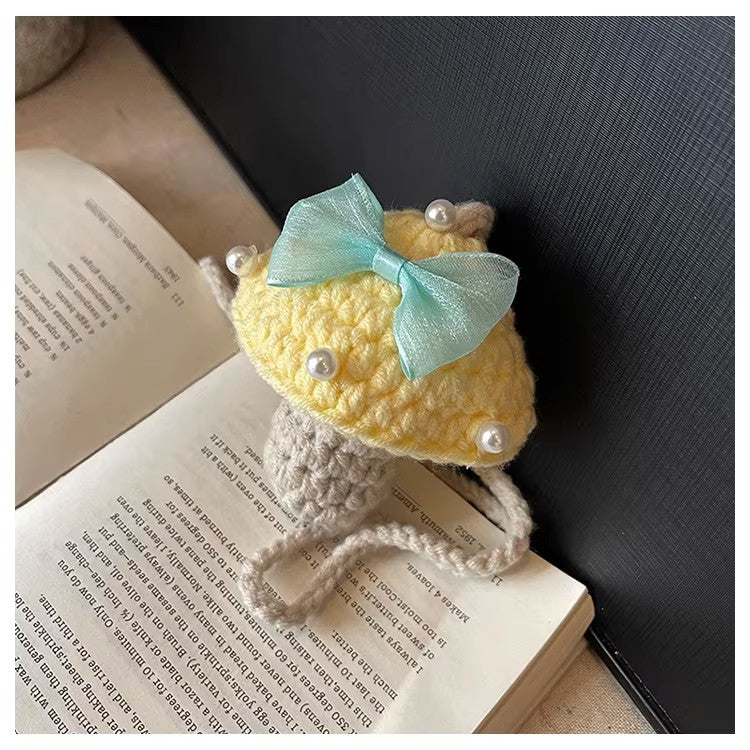 Handmade Cute Mini Crochet Bag, Artisan Knit Earbud Pouch, Custom Color Small Purse for Women, Unique Handmade Accessory