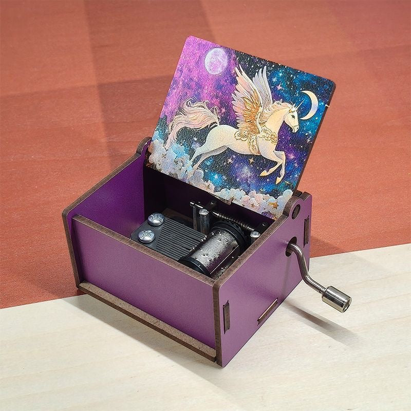 Hand-Cranked Musical Jewelry Box - Alice in Wonderland Theme, Wooden Carousel for Girls Room Decor, Birthday Gift