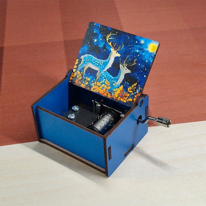 Hand-Cranked Musical Jewelry Box - Alice in Wonderland Theme, Wooden Carousel for Girls Room Decor, Birthday Gift