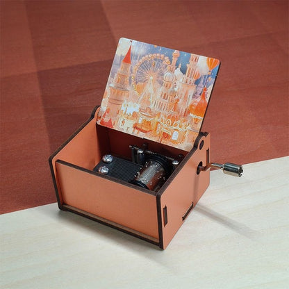 Hand-Cranked Musical Jewelry Box - Alice in Wonderland Theme, Wooden Carousel for Girls Room Decor, Birthday Gift