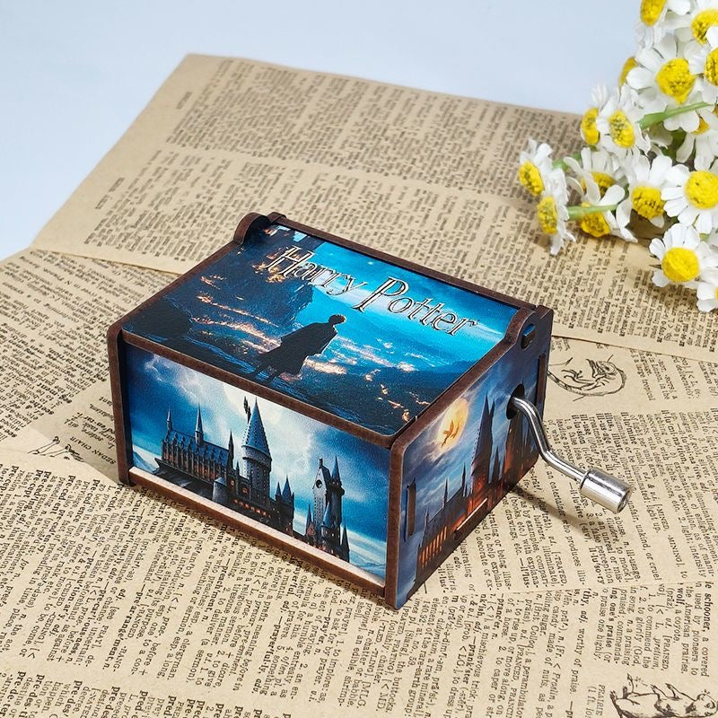 Hand-Cranked Musical Jewelry Box - Alice in Wonderland Theme, Wooden Carousel for Girls Room Decor, Birthday Gift