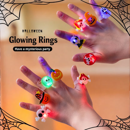Safe Halloween Toys for Toddlers, Glow in The Dark Pumpkin Rings, Preschool Party Supplies for Boys Girls Ages 3-5