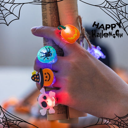 Safe Halloween Toys for Toddlers, Glow in The Dark Pumpkin Rings, Preschool Party Supplies for Boys Girls Ages 3-5