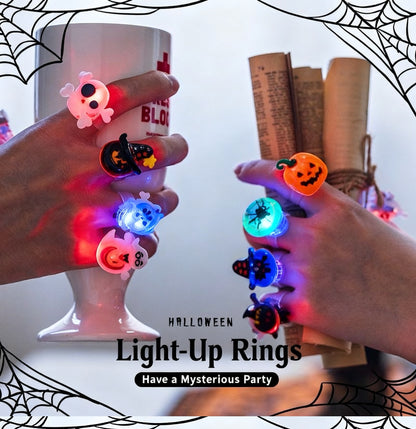 Safe Halloween Toys for Toddlers, Glow in The Dark Pumpkin Rings, Preschool Party Supplies for Boys Girls Ages 3-5