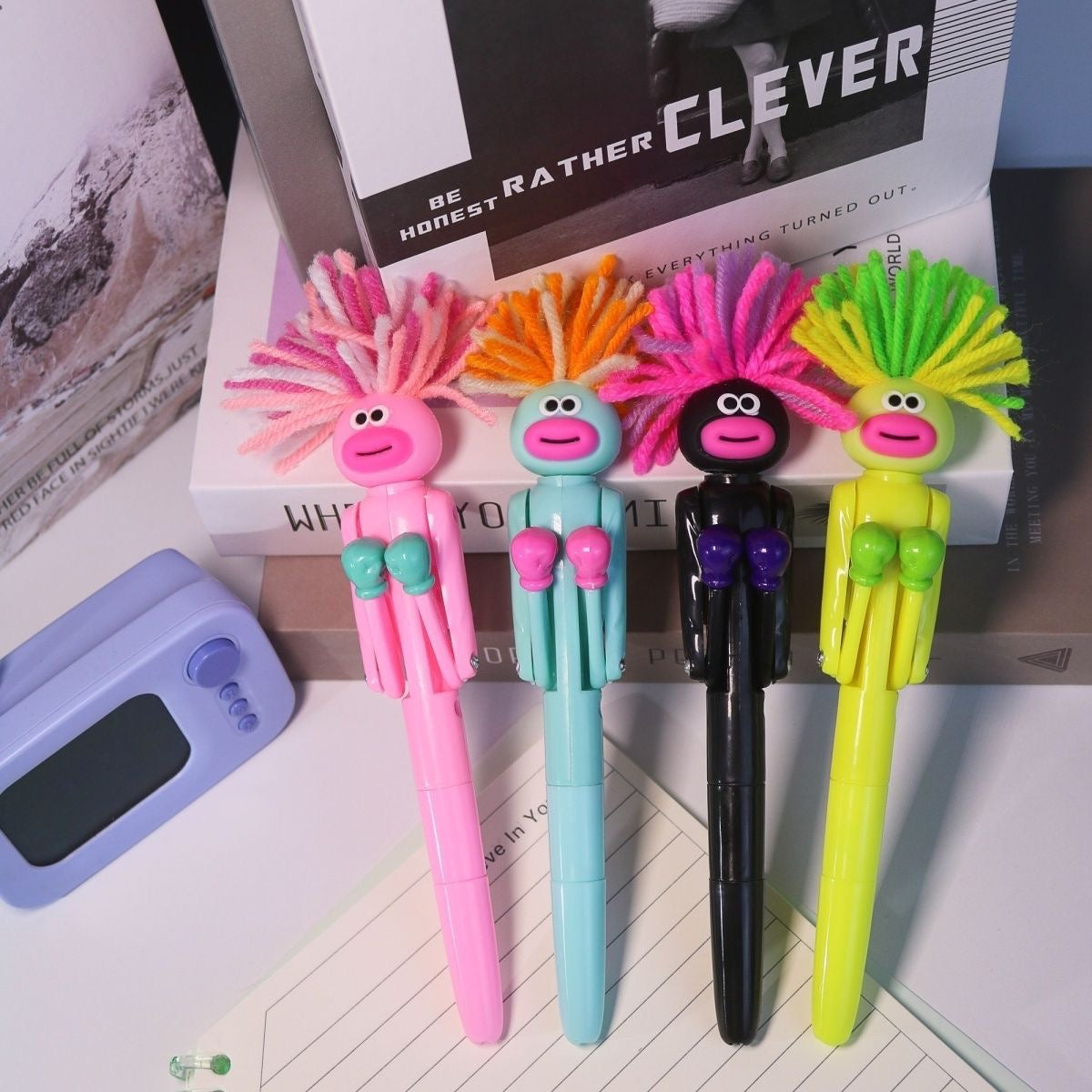 Cute Fidget Boxer Pen Set - Fun Stress Relief Toy & Unique Cartoon Pen for School, Office Gifts