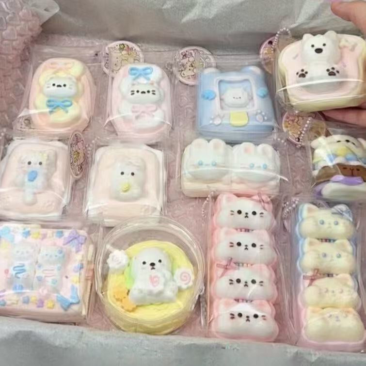 Food Grade Squishy Toy Blind Box - 6 PCS Mystery Sensory Stress Relief Fidget Toys for Kids, Cute Birthday Gifts for Girls