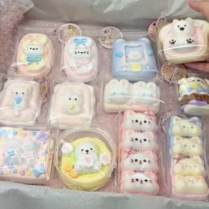 Food Grade Squishy Toy Blind Box - 6 PCS Mystery Sensory Stress Relief Fidget Toys for Kids, Cute Birthday Gifts for Girls