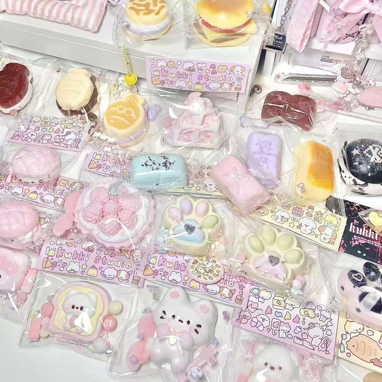 Food Grade Squishy Toy Blind Box - 6 PCS Mystery Sensory Stress Relief Fidget Toys for Kids, Cute Birthday Gifts for Girls