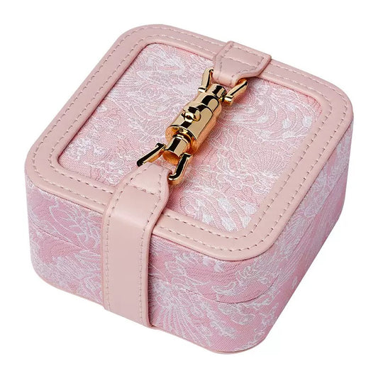 TikTok Viral Aesthetic Jewelry Box 🦋 Vintage Floral Embroidery Design with Glass Mirror, Luxury Jewelry Storage
