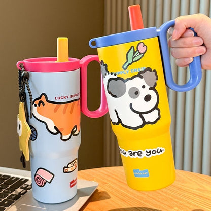 2025 New Ice Cool Cup - 720 ml  Capacity 316 Stainless Steel Vacuum Tumbler, Aesthetic Summer Water Bottle for Women Girls