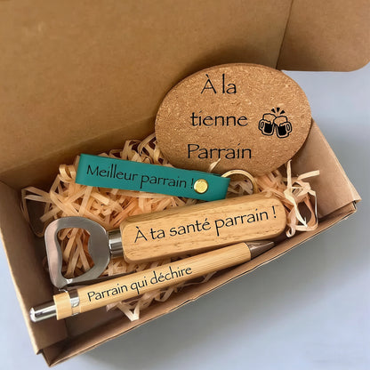 Custom Engraved Wooden Bottle Opener & Coaster Set | Personalized Gift