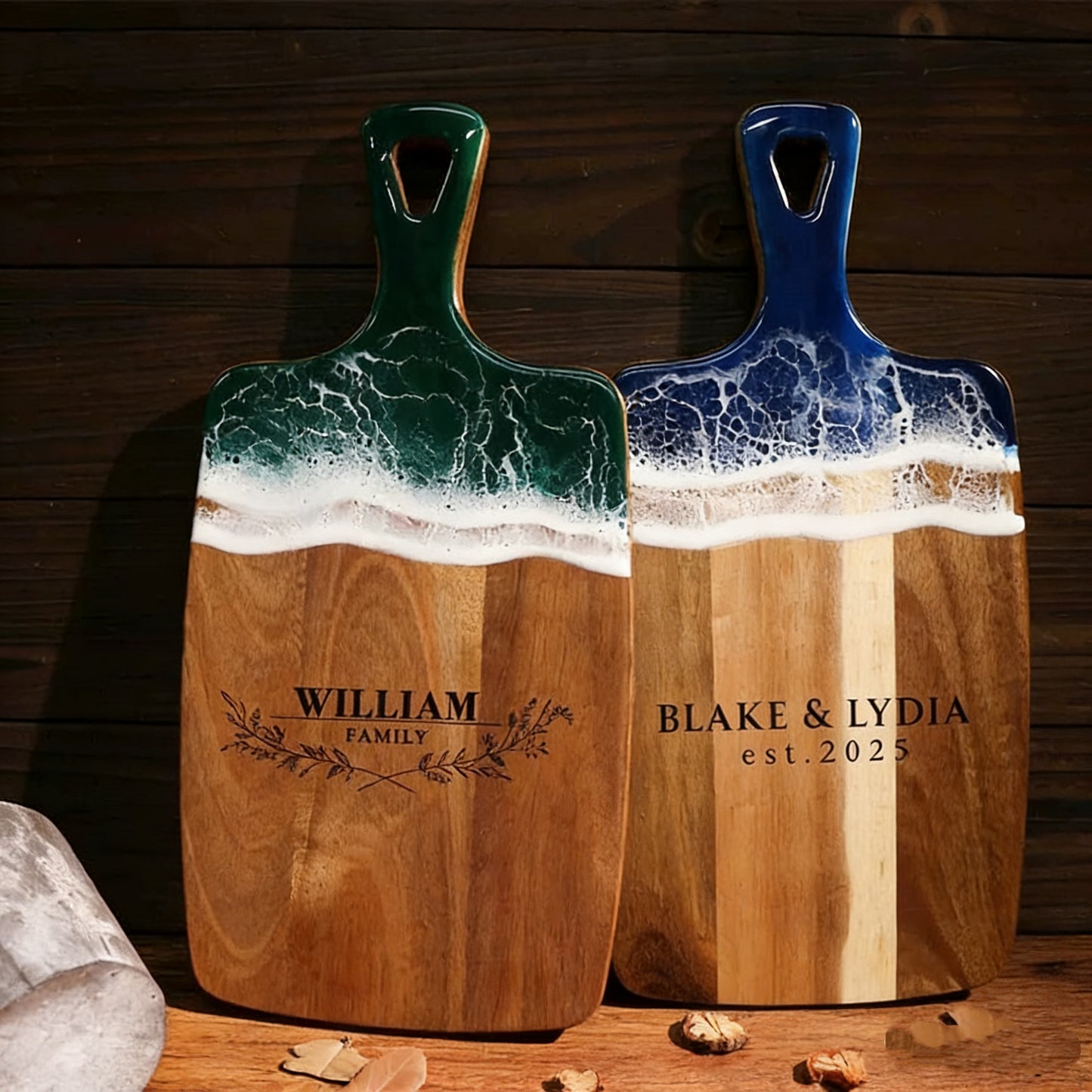 Custom Ocean Charcuterie Board, Personalized Engraved Cutting Board, Wedding Anniversary Gift, Engagement Keepsake, Housewarming Gift for Couples