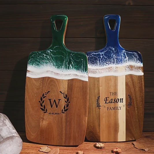 Custom Ocean Charcuterie Board, Personalized Engraved Cutting Board, Wedding Anniversary Gift, Engagement Keepsake, Housewarming Gift for Couples