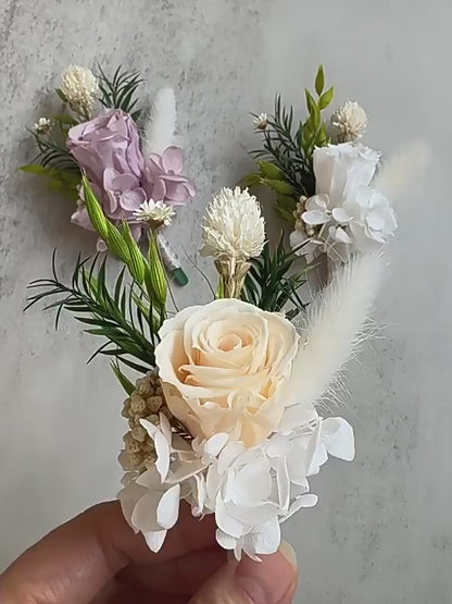 Wedding Preserved Flower Boutonniere Wrist Corsage Real Strawberry Floral Pin for Bride Groom Bridesmaid Groomsman